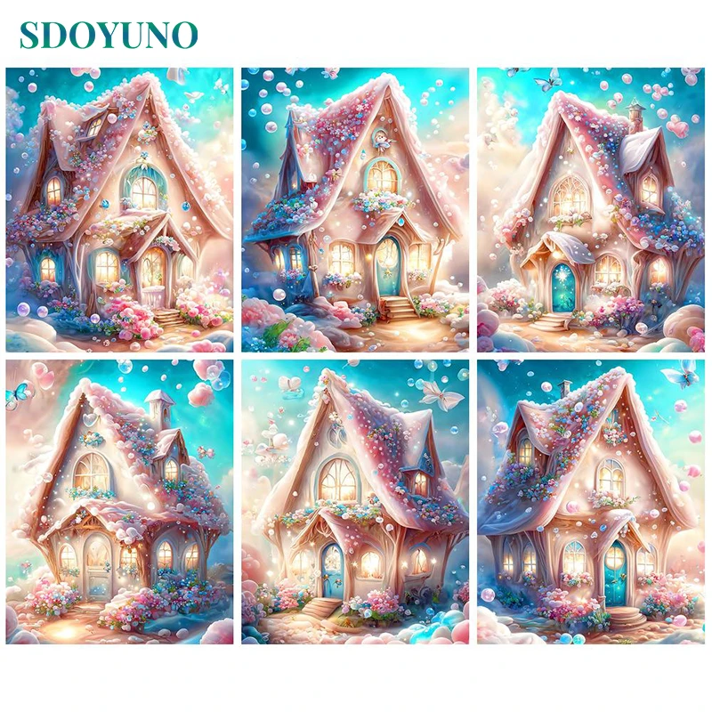 

SDOYUNO Acrylic Paint by numbers Handpainted Canvas painting House Landscape Painting by numbers For adults Home decor Artwork