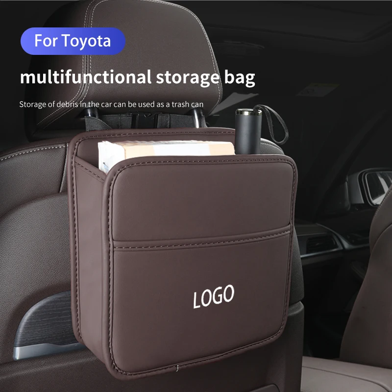 

1pcs Car Organizer Bag Auto Logo Storage Sundries For Toyota Corolla Avalon Supra Yaris Camry Tacoma Avanza Hilux Highlander