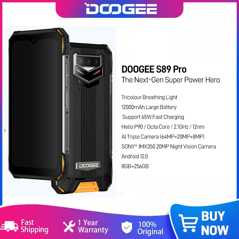 Мировая премьера DOOGEE S89 Pro Прочный телефон 12000 мАч Смартфон с большой батареей Helio