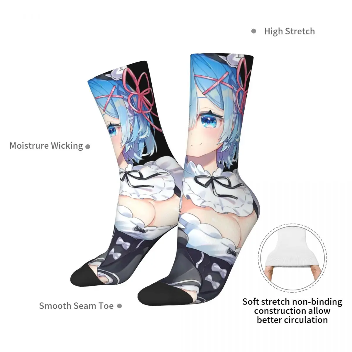 Re Zero - Rem Maid Smile Adult Socks,Unisex socks,men Socks women Socks