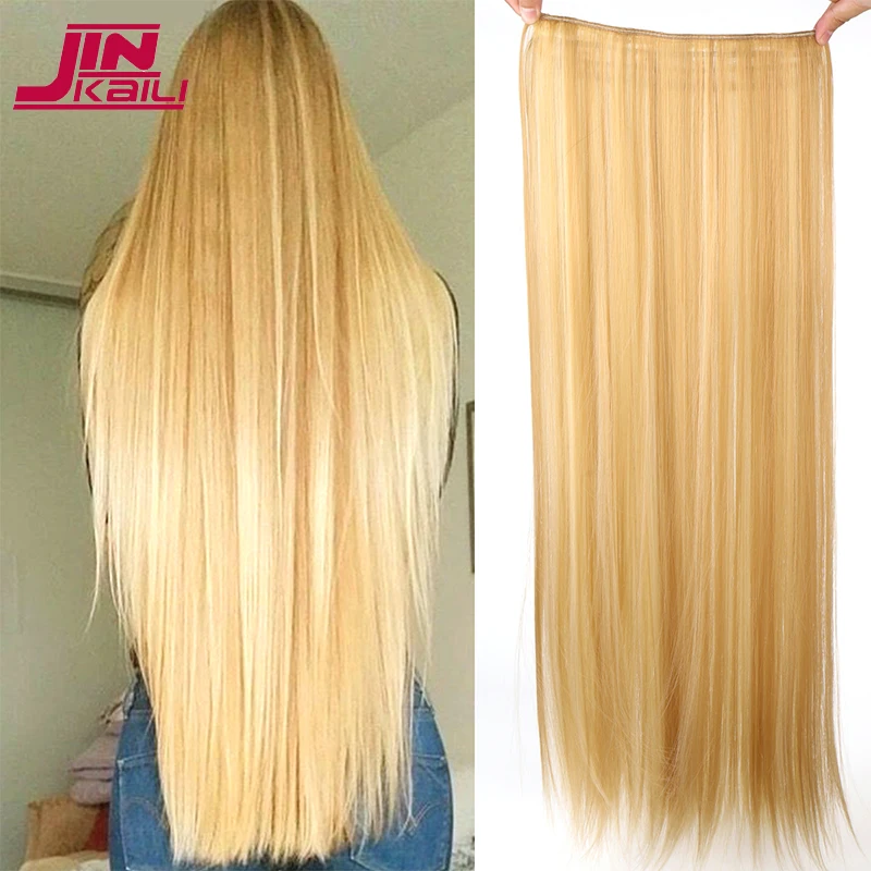 

JINKAILI Synthetic 20-40 Inch Extra Long Straight Hair Extension 5 Clips Black Blonde Brown High Temperature Fake Hairpiece