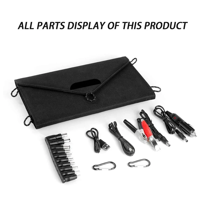 

Складная солнечная панель с двойным USB-портом и регулируемой зарядкой, 30 Вт, 20 в, с адаптером для ноутбука 10 в 1