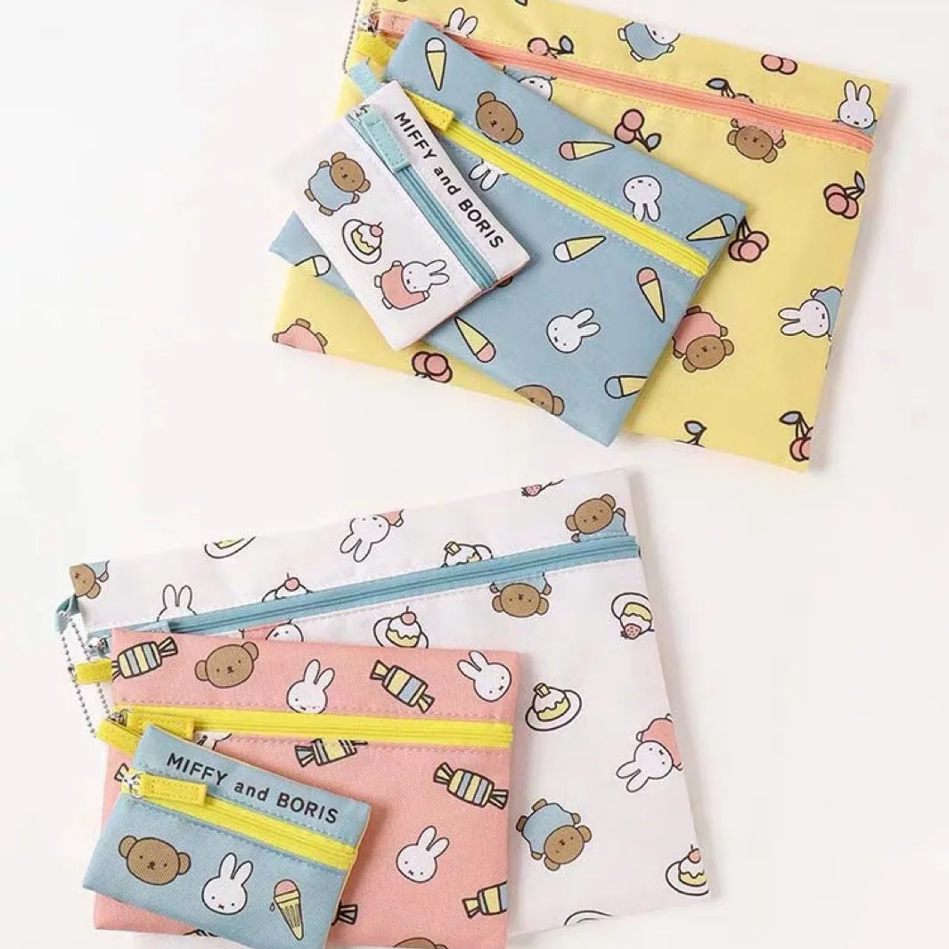 Kawaii Miffy 3 комплекта канцелярских принадлежностей сумка для хранения сертификатов