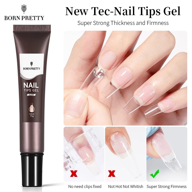 BORN PRETTY Tec Типсы для ногтей Гель-лак прозрачные нюдовые белые твердые Exresnion