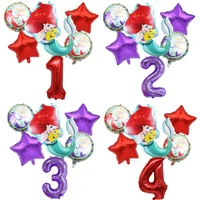 6pcsset disney mermaid ariel foil balloon kids birthday party decorations baby shower supplies kids air globos girl gifts