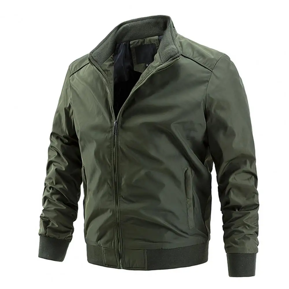 

Мужская ветровка сплошного цвета на молнии ребристые манжеты пальто уличная одежда приталенная верхняя одежда на молнии куртки для мужчин chaquetas 명명품 품 남남남