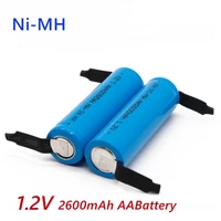 2022 new 1 2v aa battery 2600 mah 2a ni mh ni mh cell blue shell with tabs pins for philips braun electric shaver tool brush