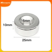 1251015pcs 25x10 6 mm disc countersunk neodymium magnet 2510 mm hole 6mm 25x10 6mm n35 round permanent magnet 2510 6