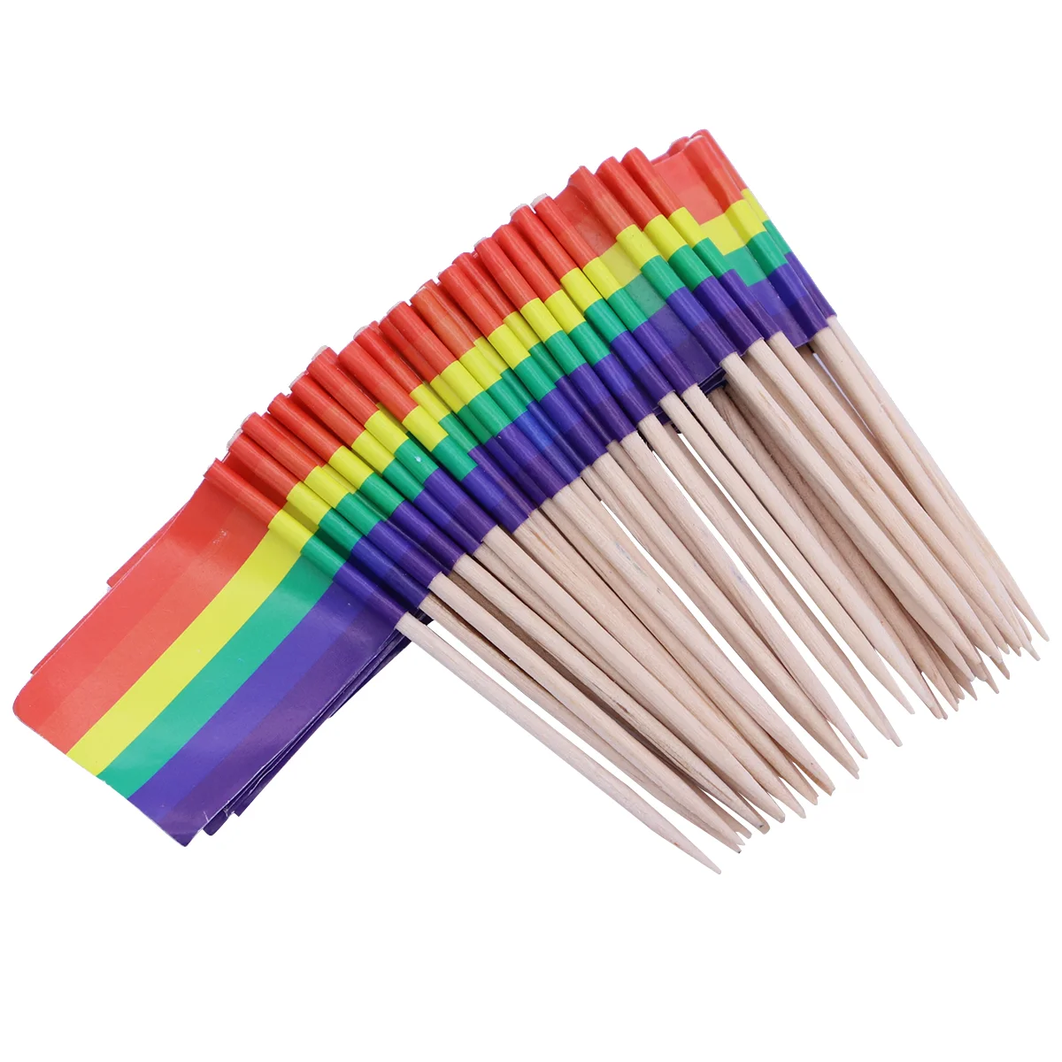 

Pack of 200 Wooden Durable Rainbow Fruit Picks Fruit Sticks Cocktail Picks for Bars