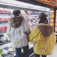 2021 winter lovers plus velvet clothes harajuku bread jacket women short loose korean cotton padded coats female kawaii overcoat