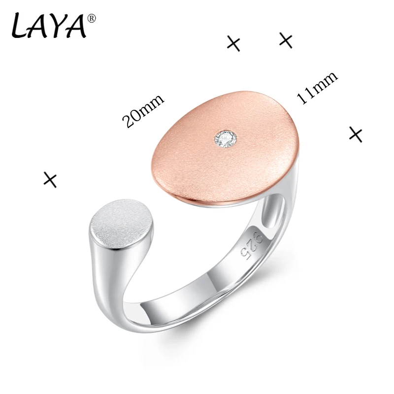 Фото Блестящее атласное Открытое кольцо LAYA из стерлингового серебра 925100% пробы с цирконом геометрической формы, необычное Открытое кольцо ручно... №4