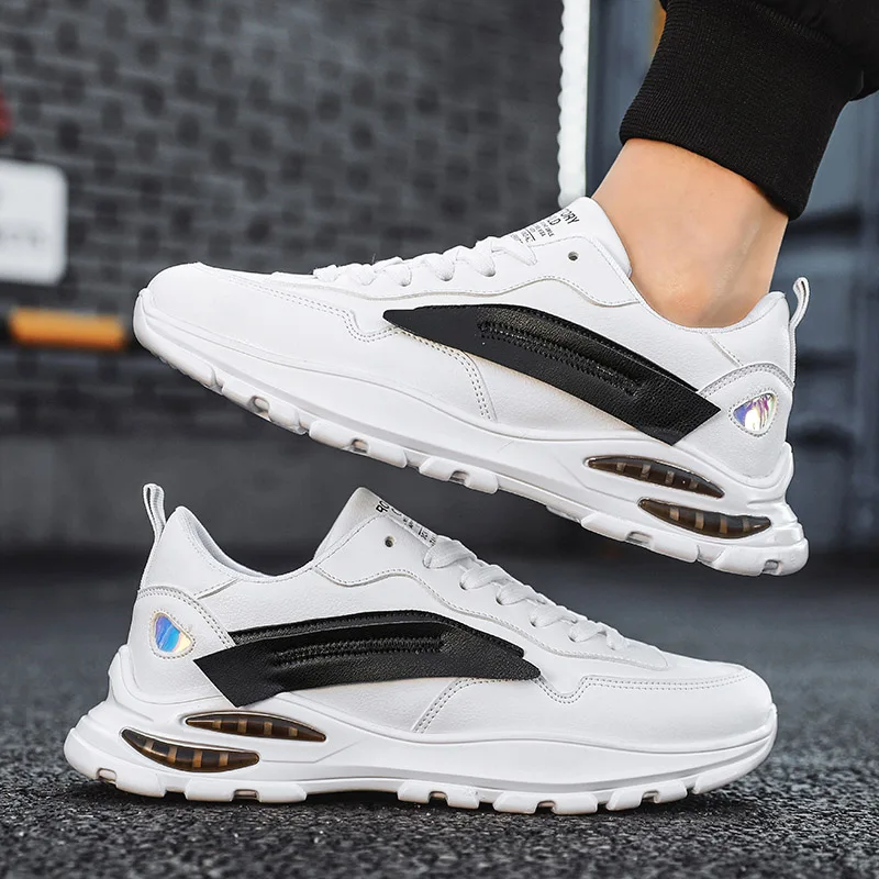 

Модные летние мужские кроссовки в стиле ретро на платформе, повседневные кроссовки для скейтборда, кожаные кроссовки для бега в уличном сти...