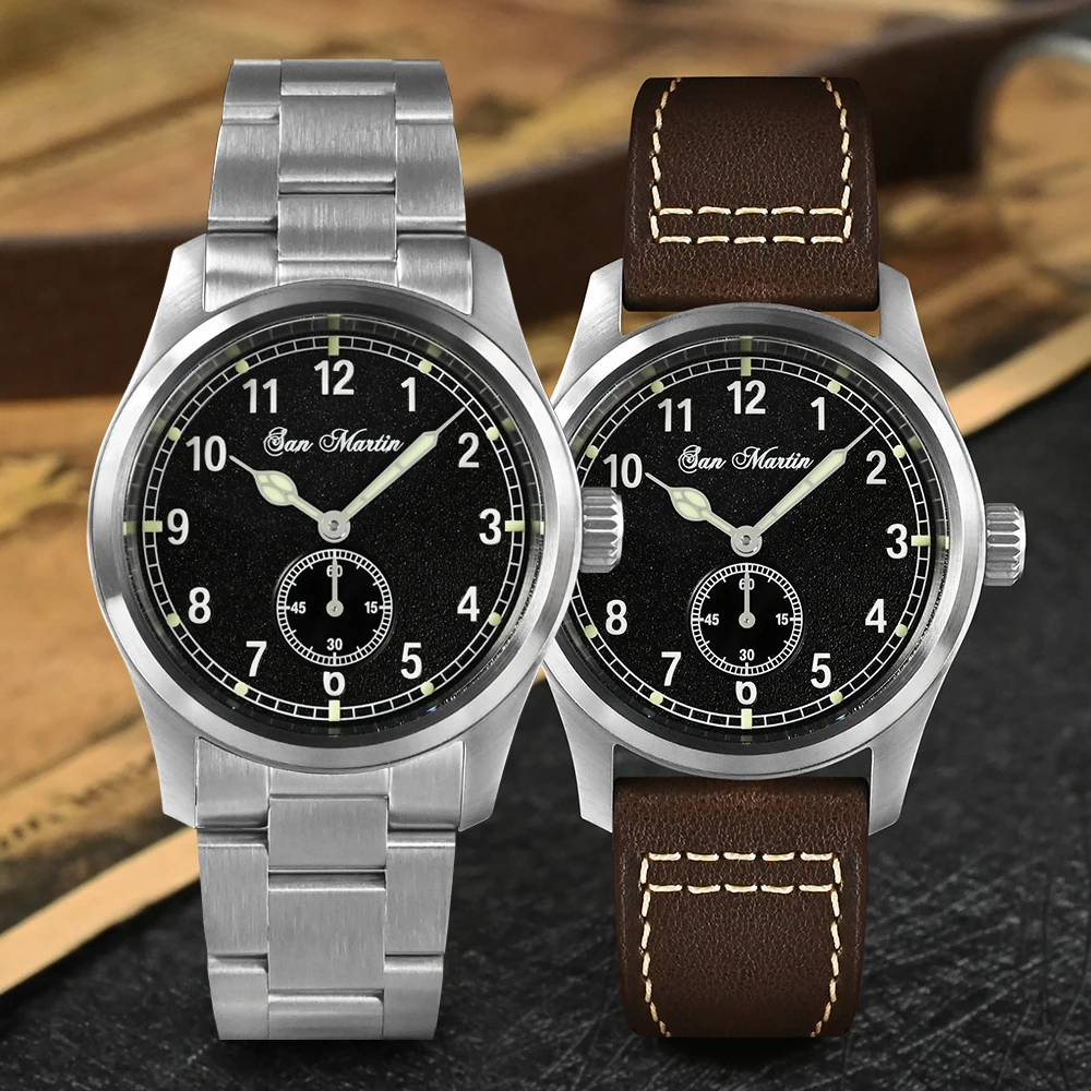 San Martin 37mm Pilot Watch RONDA 6004 Luxury Men Quartz Wristwatch Military Simple Wristwatches 20Bar Luminous Reloje SN034-G-C - купить по