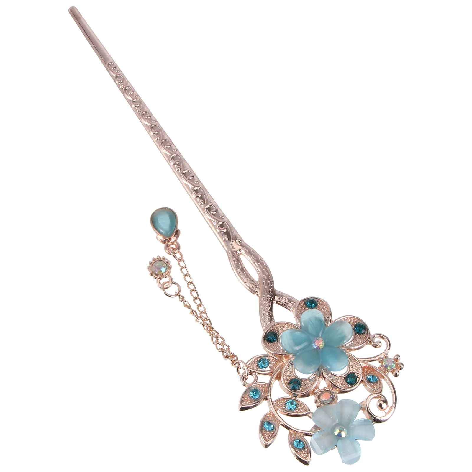 

Rhinestone Pearl Flower Hair Chinese Hair Chopsticks Vintage Tassel Hairpin Chignon Pin Hair Styling Making Accessories for Blue