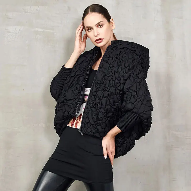 Embroidery Light Luxury Down Jacket Women's Spring New Short Fashion Design Sense Hooded Trendy Cape 90 White Duck Down Coat