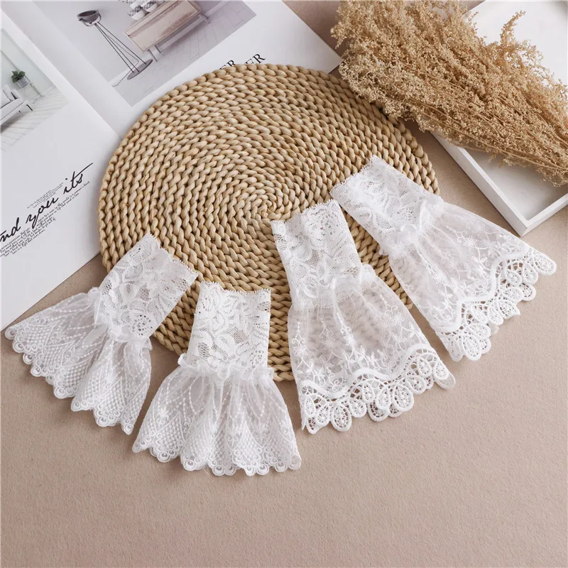 

Chiffon Detachable Sleeves Fake Cuffs for Women Sweater Pleated Flare Sleeve False Cuffs Female Ruffles Wristband Decorative