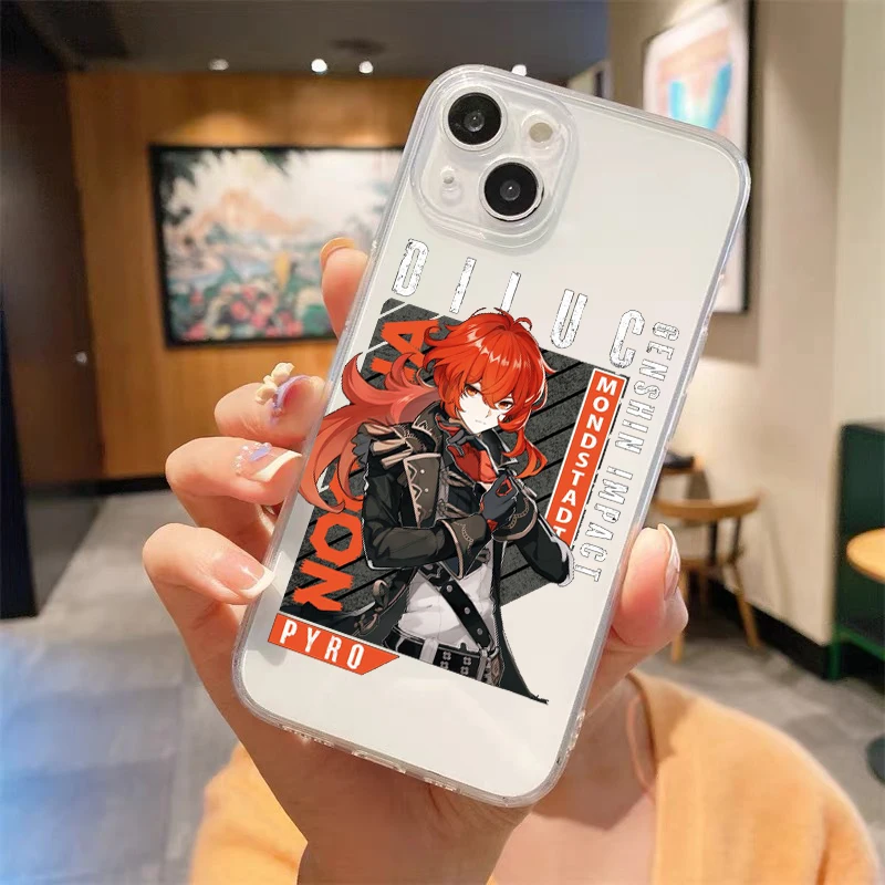 Genshin Impact Hu Tao Cute Luxury Transparent Soft Phone Case For iPhone 14 13 12 11 Pro Max XS X XR SE3 7 8 Plus Cover Fundas