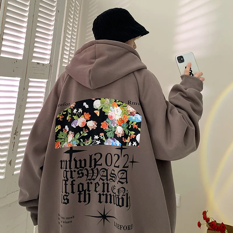 

Толстовка мужская с капюшоном и надписью на молнии, модный брендовый Свободный кардиган с принтом в стиле унисекс, верхняя одежда, осень