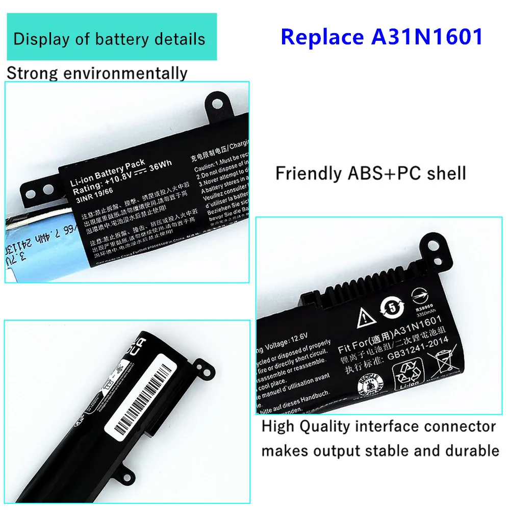 Фото Аккумулятор для ноутбука 3ICR19/66 для ASUS VivoBook F541UA R541UV X541SA X541SC R541UJ X541U X541UA X541UV A31N1601 №2