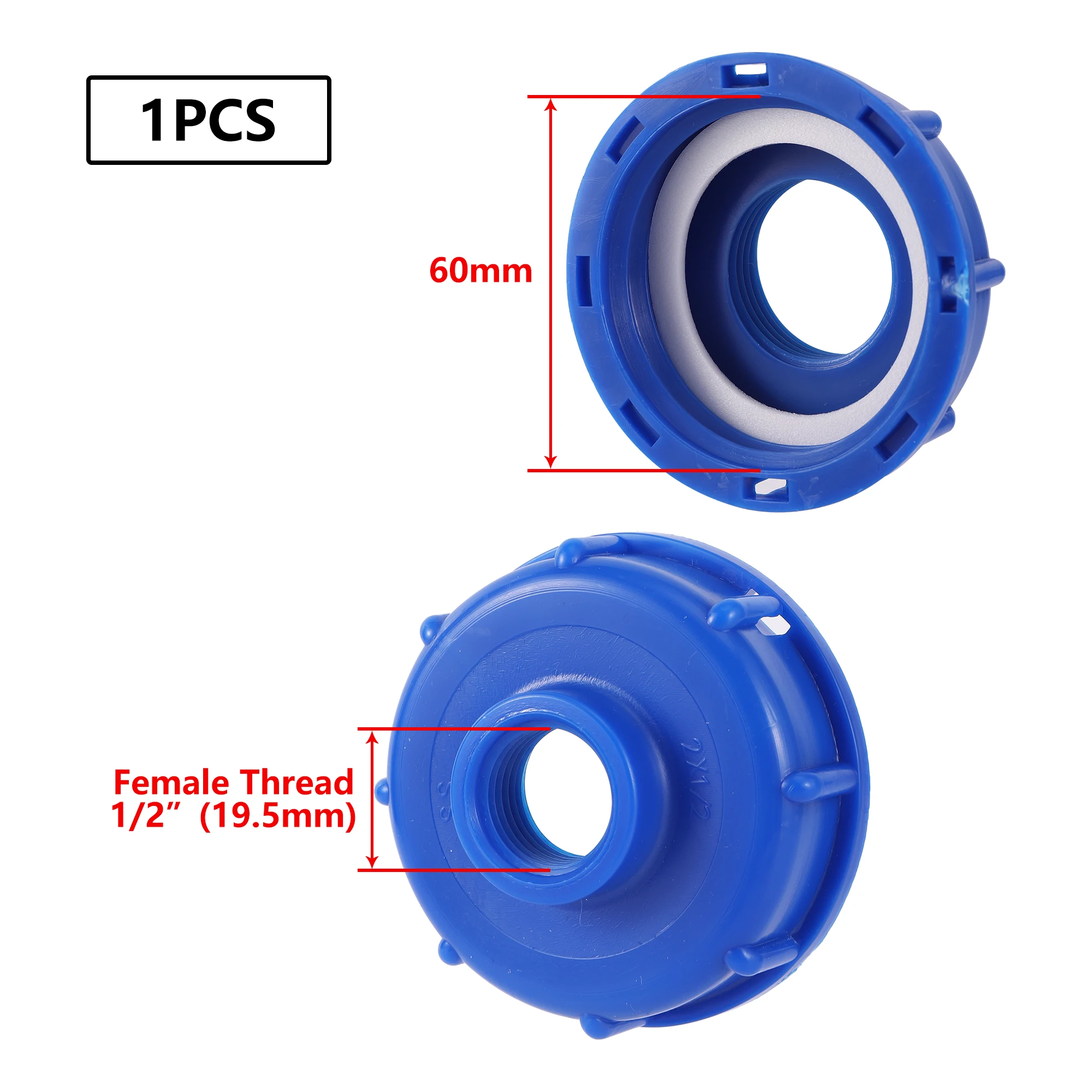 

Адаптер бака IBC Фитинг топливного бака S60 Резьбовая крышка от 60 мм до 1 "3/4" 1/2 "Женский разъем крана Фитинг садового ирригационного клапана