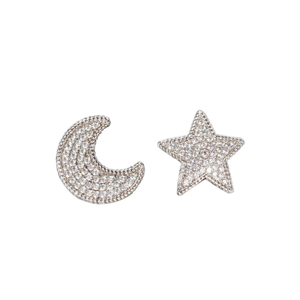 

2022 New Korea Luxury Cubic Zircon Moon Star Stud Earrings For Women 2022 Fashion Elegant Wedding Party Jewelry Accessories Gift