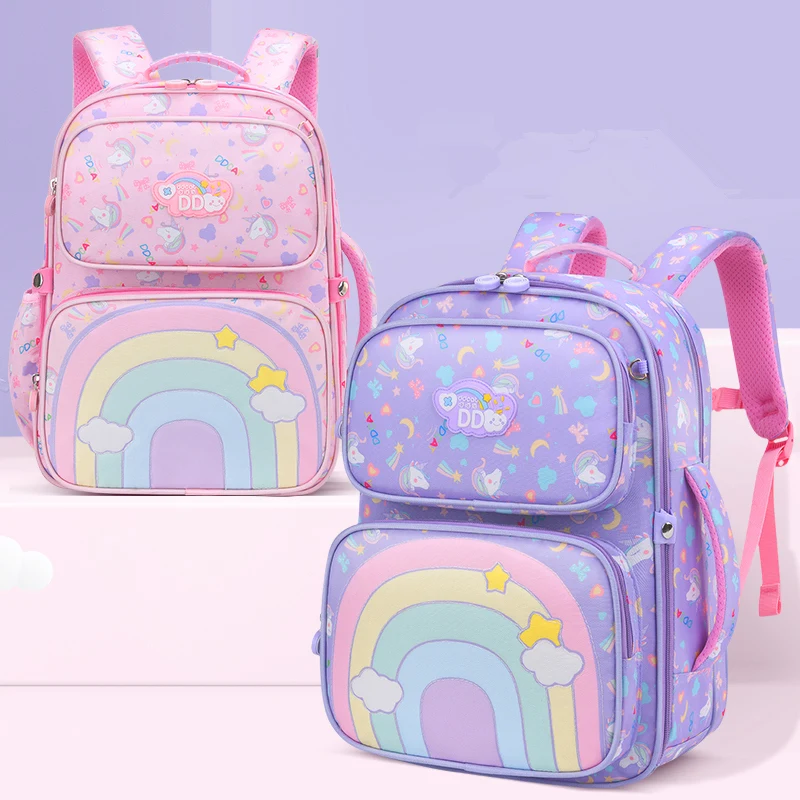 Ортопедические ранцы для начальной школы девочек детский рюкзак с радужным