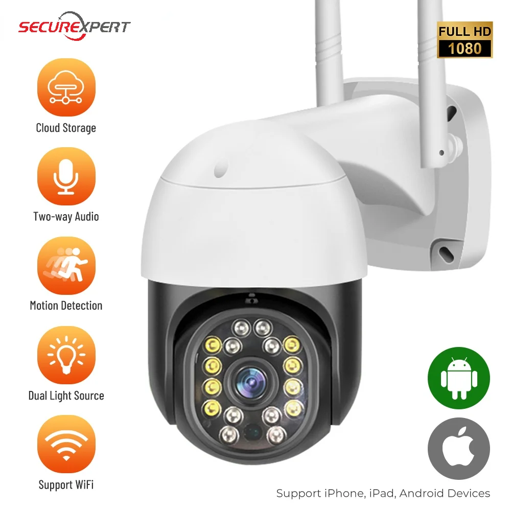 

IP-камера наружная беспроводная, 1080P, PTZ, Wi-Fi, 2 МП