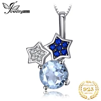 jewelrypalace star genuine blue topaz created spinel 925 sterling silver pendant necklace for women gemstone choker no chain