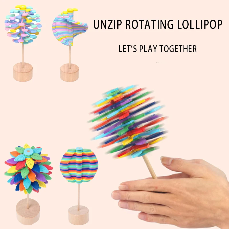 

Creative Decompression Toys for Adults Children Wooden Rotating Lollipops Office Leisure Anti-stress Toys Kids Educational toys