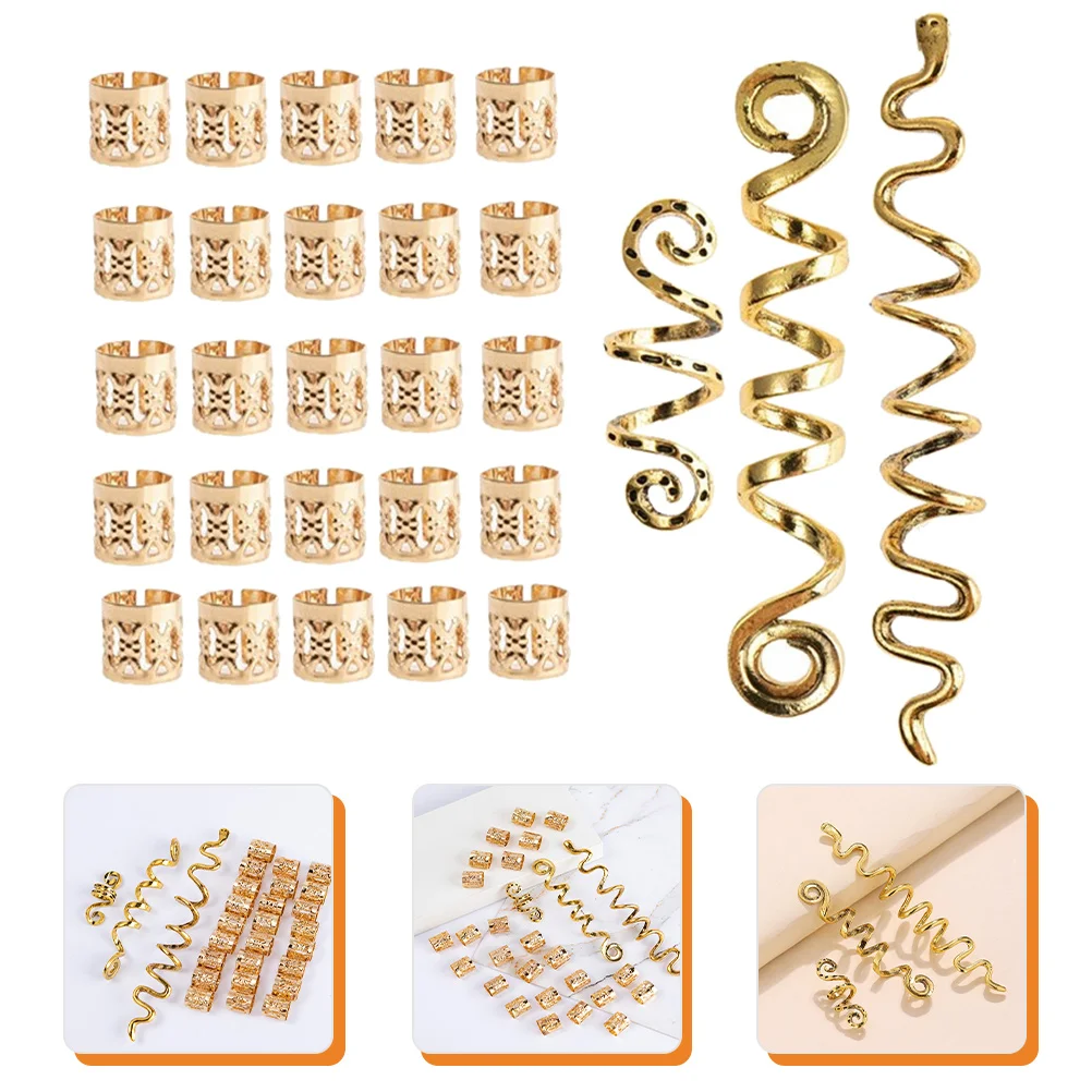 

28 Pcs Hair Accessories for Braids Dreadlocks Cuff Tube Cuffs Jewelry Braiding