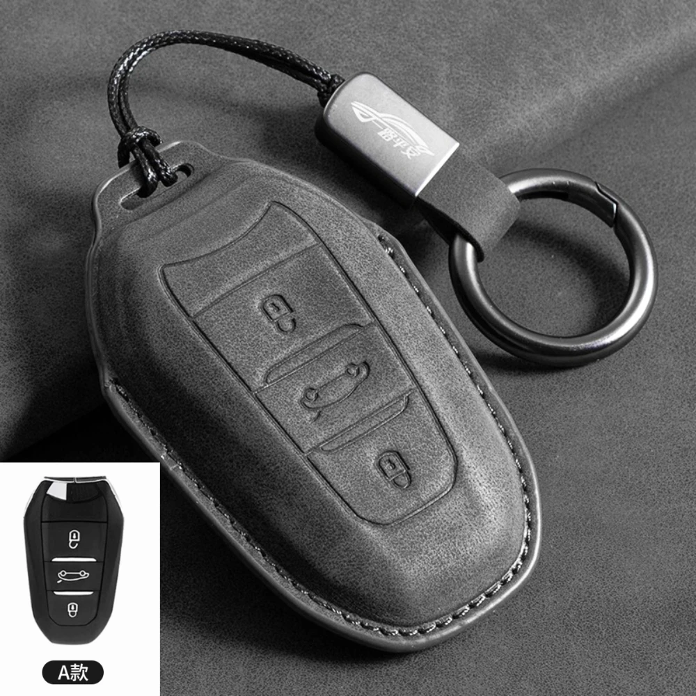 Фото Новый кожаный чехол для ключей от машины для Peugeot GTLine 207 307 407 208 308 408 508 2008 3008 4008 5008 RCZ Автомобильный брелок для ключей №3