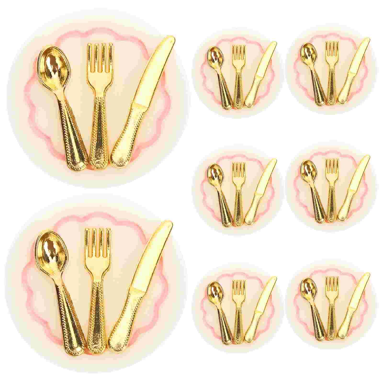 

6 Sets Mini Cutlery Toy House Accessories Cutters Miniature Spoons Things Dollhouse Resin