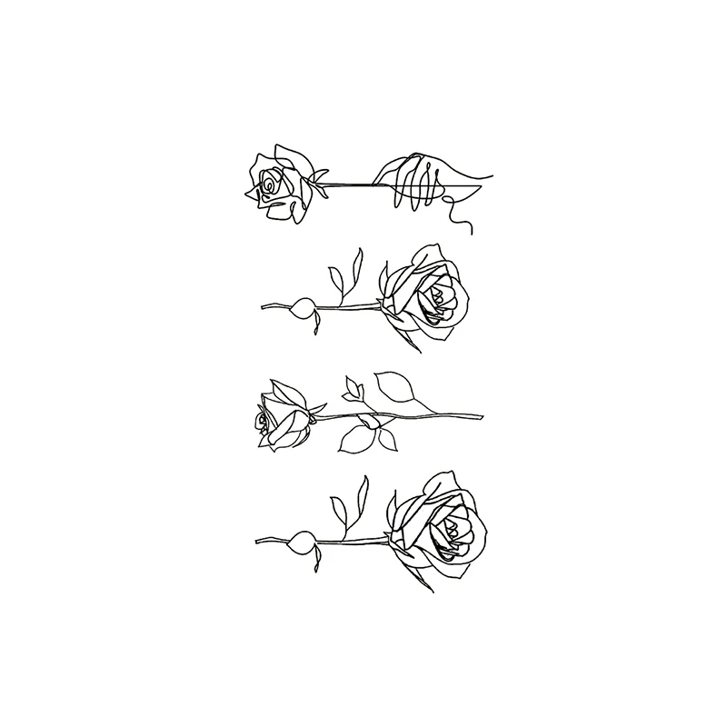 Sketch Rose Flowers Waterproof Temporary Tattoo Sticker Hand Lines Design Fake Tattoos Flash Tatoos Arm Chest Body Art for Women