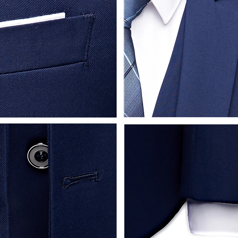 Men Blazers Set Wedding 3 Pieces Elegant 2 Suit Luxury Full Coat Pants Design Latest Vest Business 2023 Slim Fit Jacket Trousers images - 6