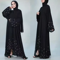 wepbel muslim open abaya women islam clothing outwear robe middle east kaftan cardigan robe studded rhinestone muslim dress