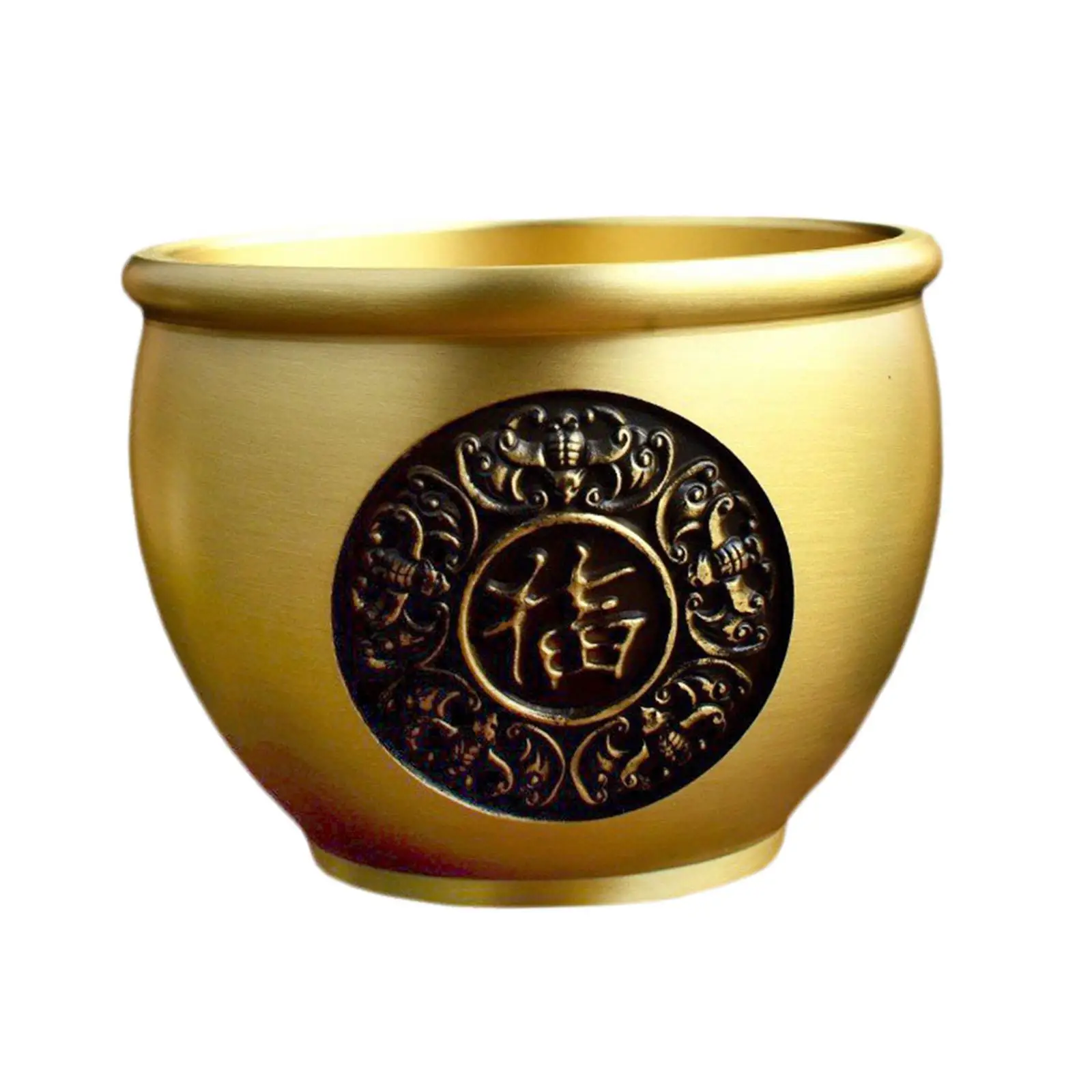 

Creative Brass Feng Shui Bowl Planter Vase Money Bank Fortune Cylinder Artwork Key Storage Treasure Basin for Decoration Accent