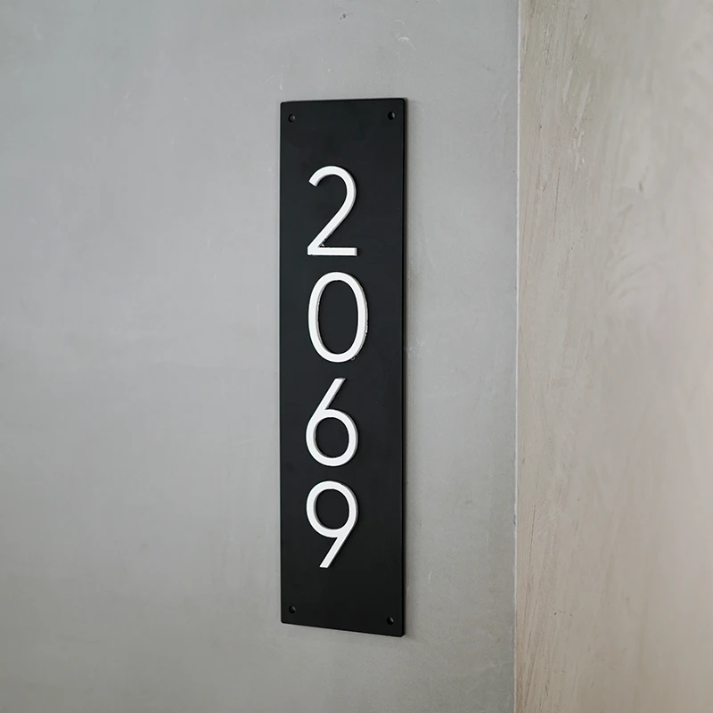 Modern iron art metal digital door number personalized door sign family name address board