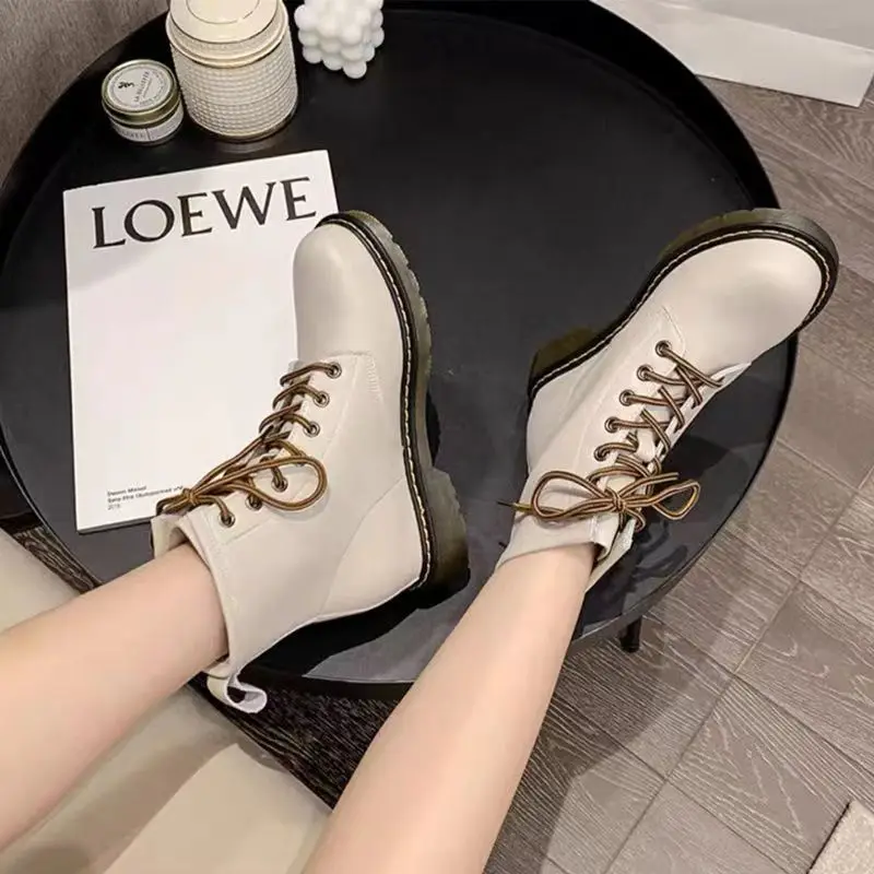 Winter Women Ankle Boots Black White Platform 2022 Fashion Autumn Warm Fur Motorcycle Non-slip Waterproof Female Shoes Chunky Bo