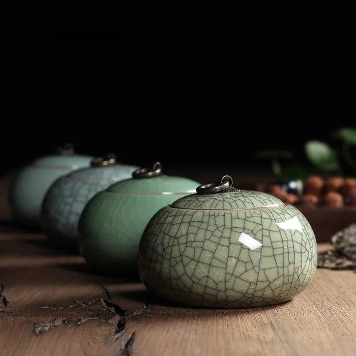 

Фарфоровая банка для чая емкостью 405 г, крутая глазурованная керамика Longquan Celadon, дружественный чай, канистра для чая