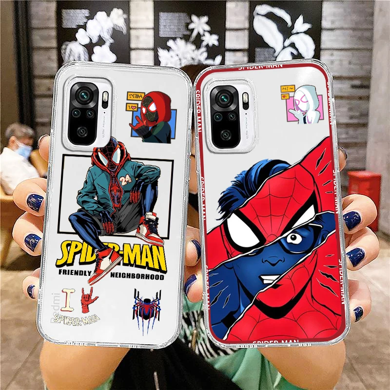 

Marvel Spiderman Avengers Art Phone Case For Xiaomi Redmi Note 12 11E 11S 11 11T 10 10S 9 9T 9S 8 8T Pro Plus 5G 7 Transparent