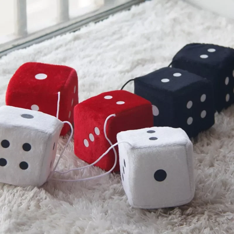

Multicolor Plush Dices Car Hanging Pendant New Year Dice Velvet Dice Model Decoration Rearview Mirrors Styling .