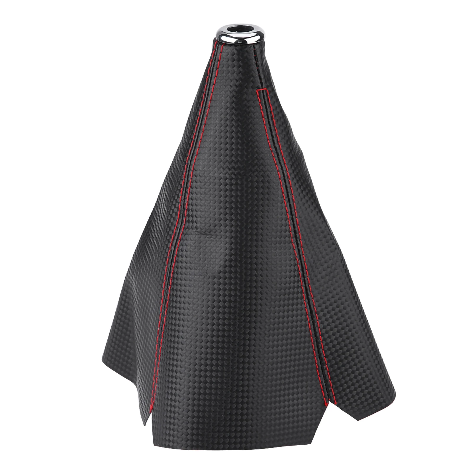 

Universal Carbon Fiber Style PU Leather Gear Shift Knob Cover Red Stitch Gear Gaiter Boot Cover