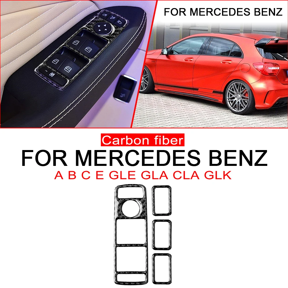 

Наклейка из углеродного волокна для панели управления автомобильными окнами Mercedes-Benz A B C E GLE GLA CLA GLK Class W176 W204 W212 W166 W218