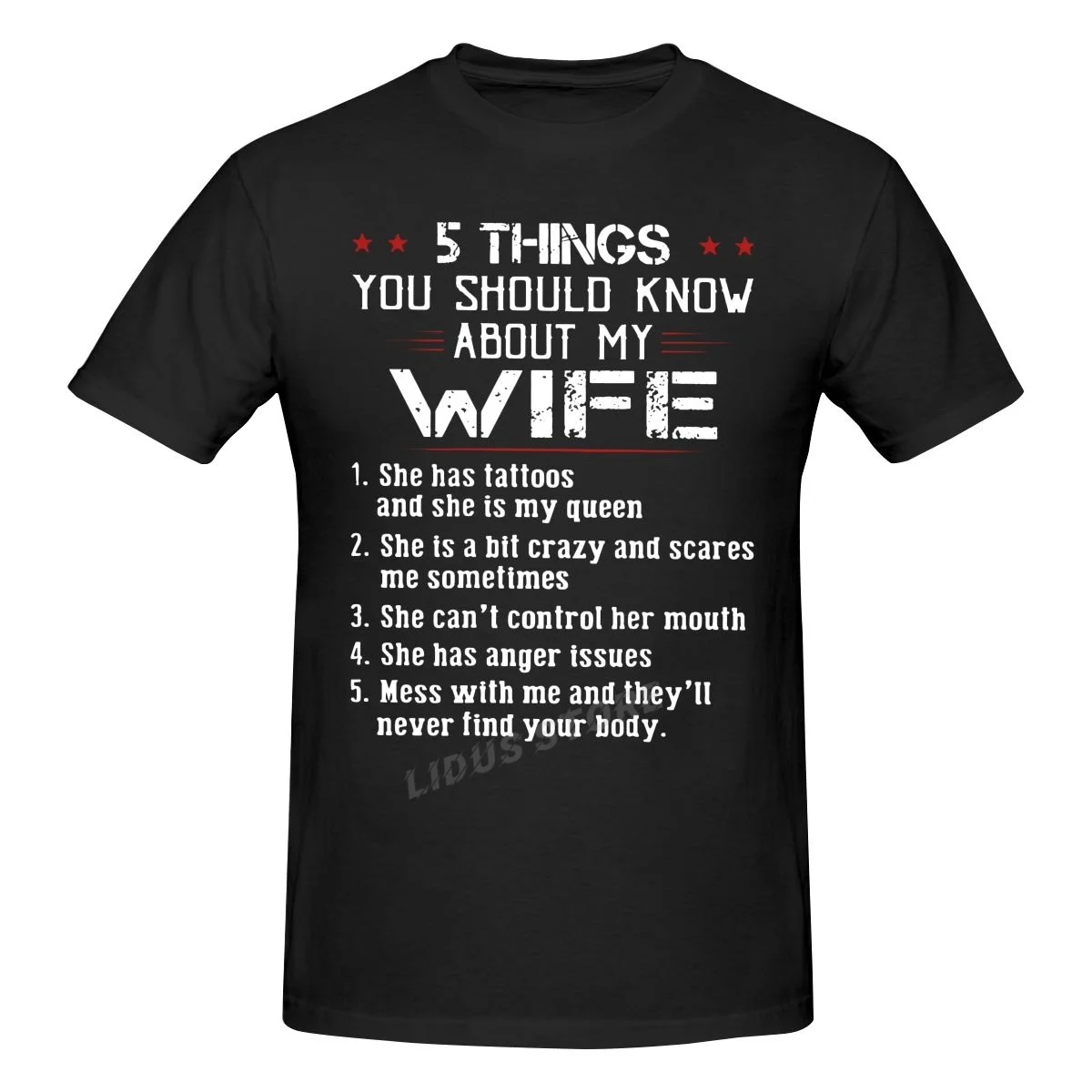 

Funny 5 Things You Should Know About My Wife T Shirts Graphic Cotton Streetwear Short Sleeve Birthday Gifts Summer Style T-shirt