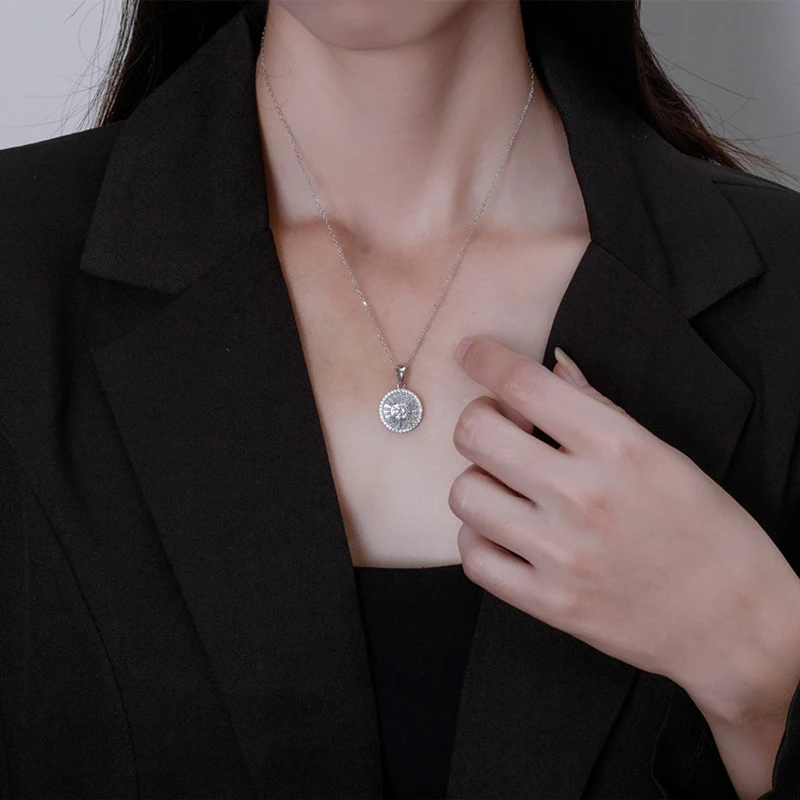 

Женское колье с круглым колесом, из серебра 925 пробы