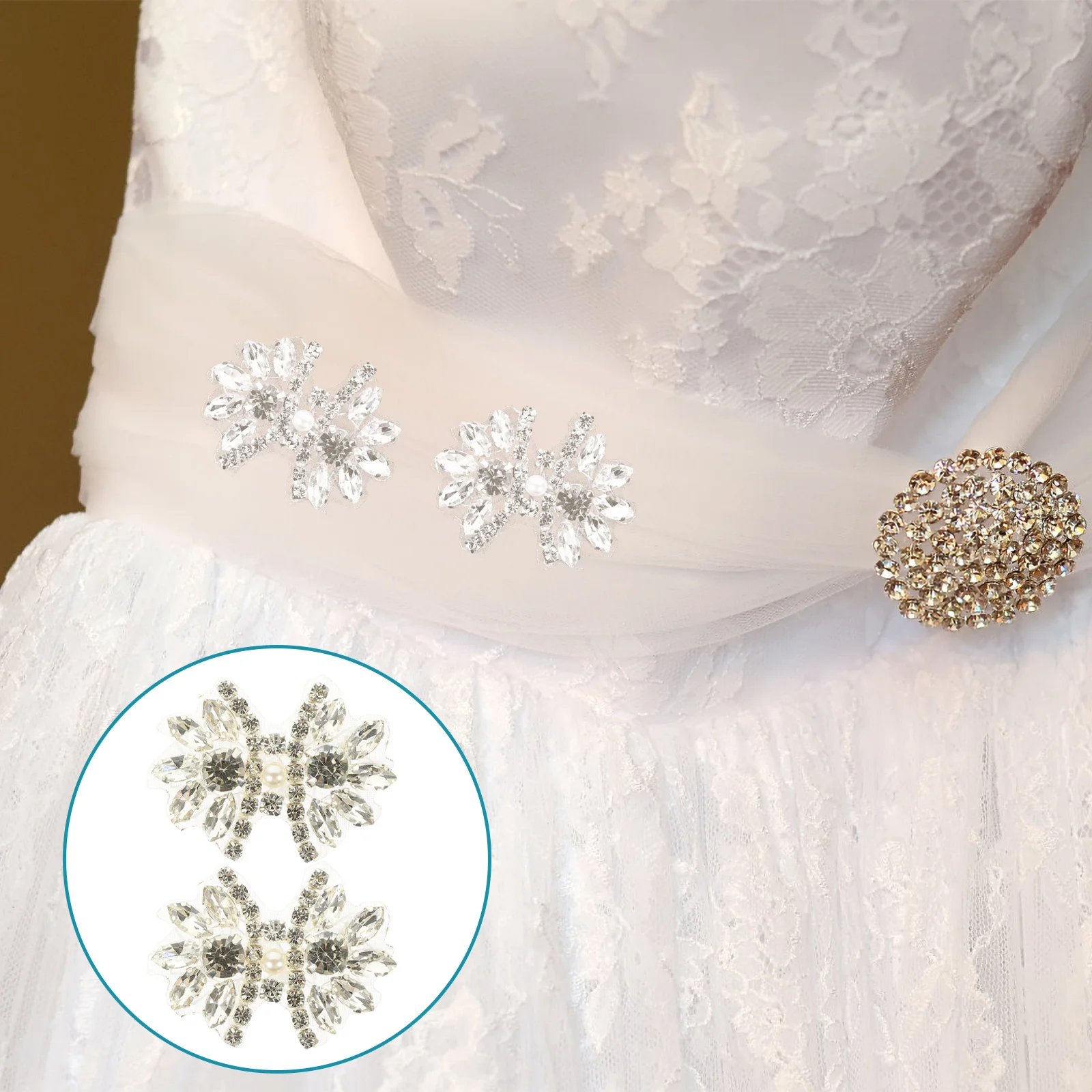 

2 Pcs Rhinestone Applique Back Patches Home Welding Back Patches Clothes Rhinestone Back Patches Repairing Back Patches Bride