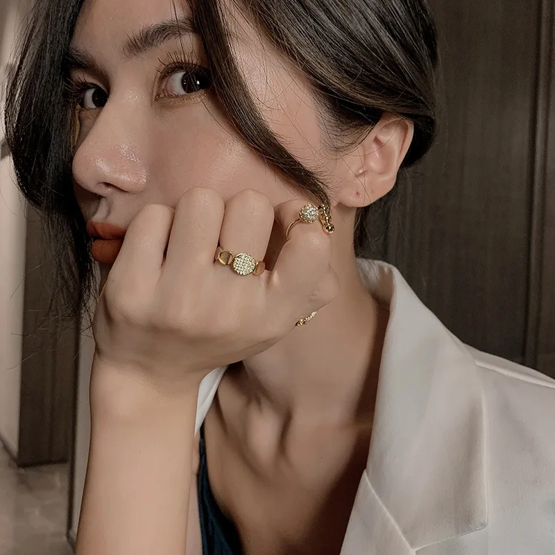 

Open Luxury Ring Fashion Beaded Shiny Rhinestone Metal Retro Adjustable Rings Party Wholesale Women Jewelry Accessories Gifts