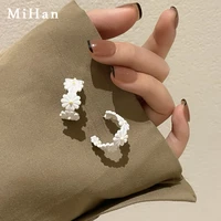 mihan 925 silver needle women jewelry flower earrings pretty design white coating drop earrings for girl lady gifts wholesale