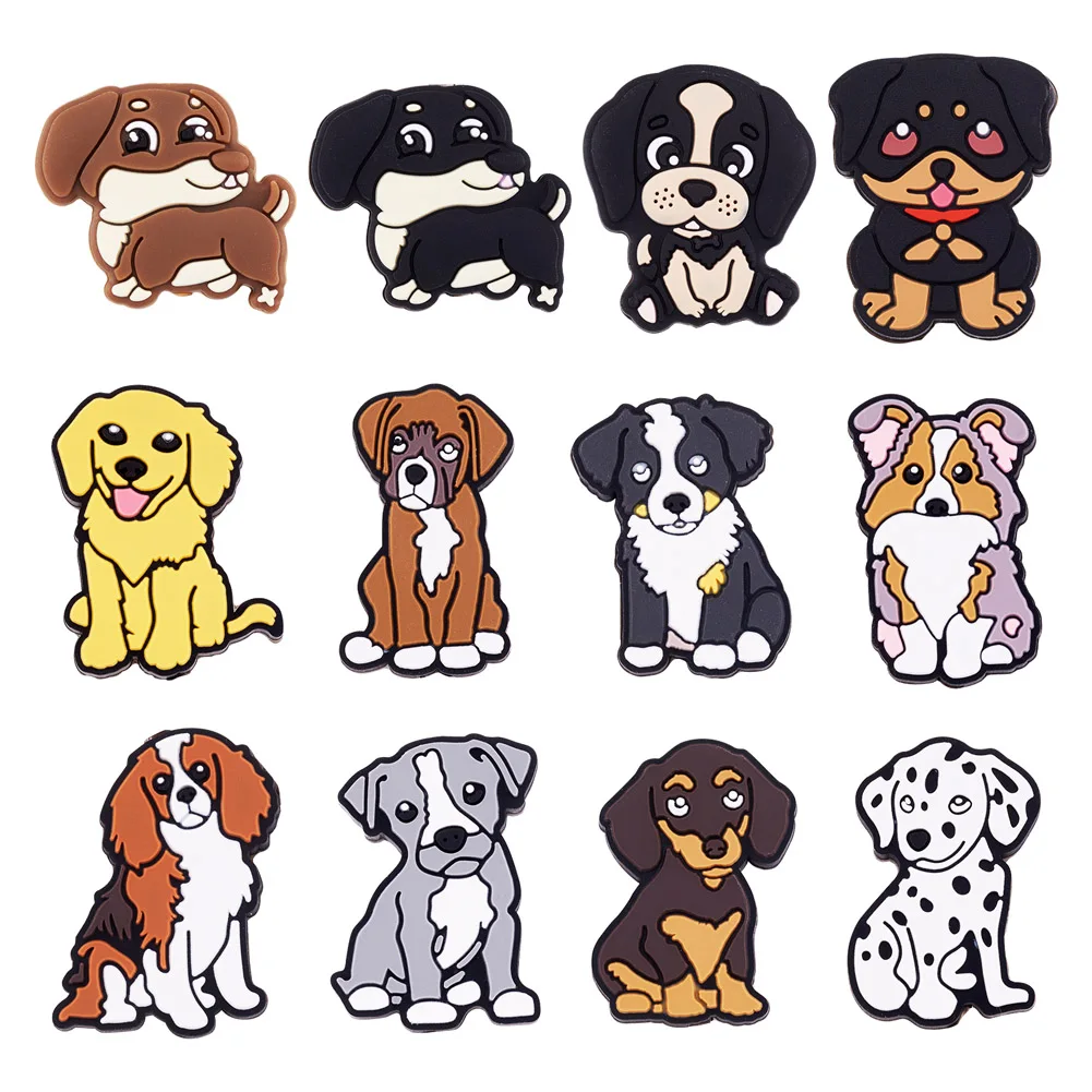 12 шт. новые силиконовые фокусные бусины для прорезывания зубов в форме собаки