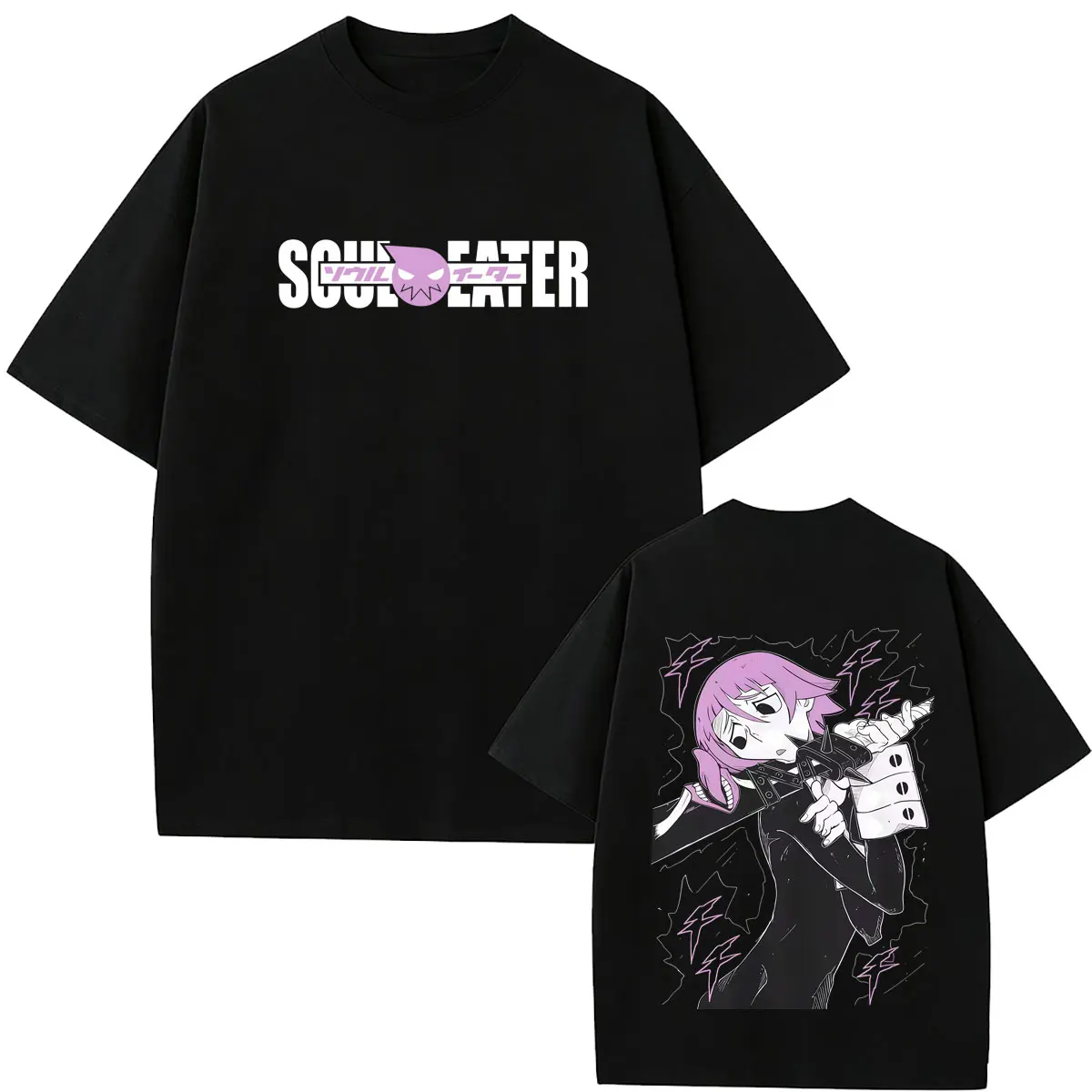 Фото Футболка с графическим принтом Anime Soul Eater Crona, мужская одежда, винтажная уличная одежда в стиле манга, мужская модная повседневная футболка оверсайз с круглым вырезом №1